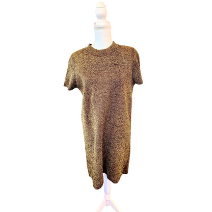 Milly Metallic Gold Short-Sleeve Shift Dress NWT Womens Size XL NWT