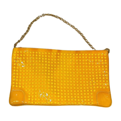 Christian Louboutin Loubiposh Yellow Studded Patent Leather Handbag with Chain Strap