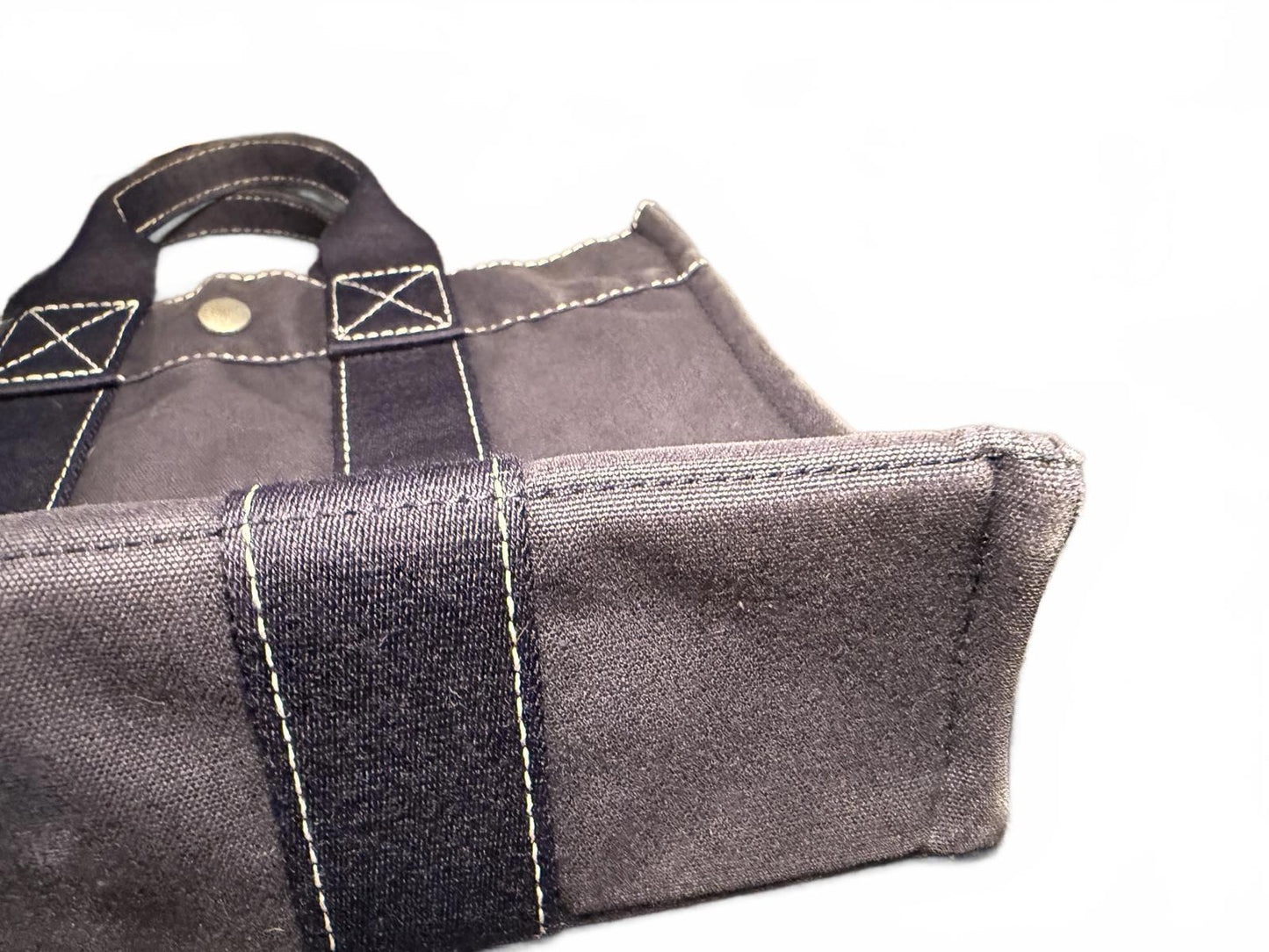 Hermes Blue Canvas Small Tote Bag with Dual Handles