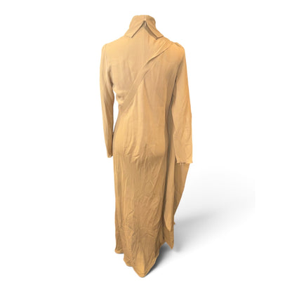 The Row Pascal Dress Beige 100% Silk Long Sleeve Size 4 Italy