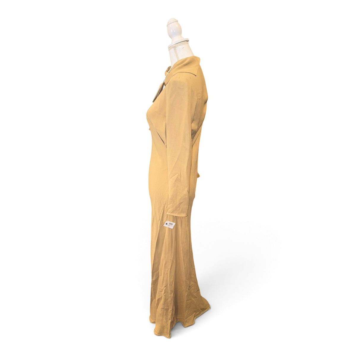 The Row Pascal Dress Beige 100% Silk Long Sleeve Size 4 Italy