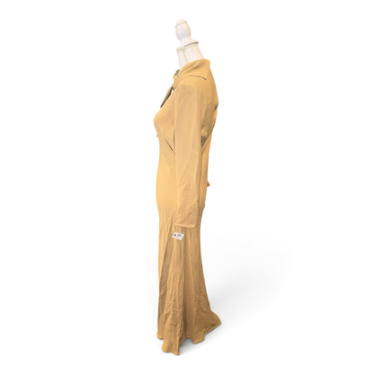 The Row Pascal Dress Beige 100% Silk Long Sleeve Size 4 Italy