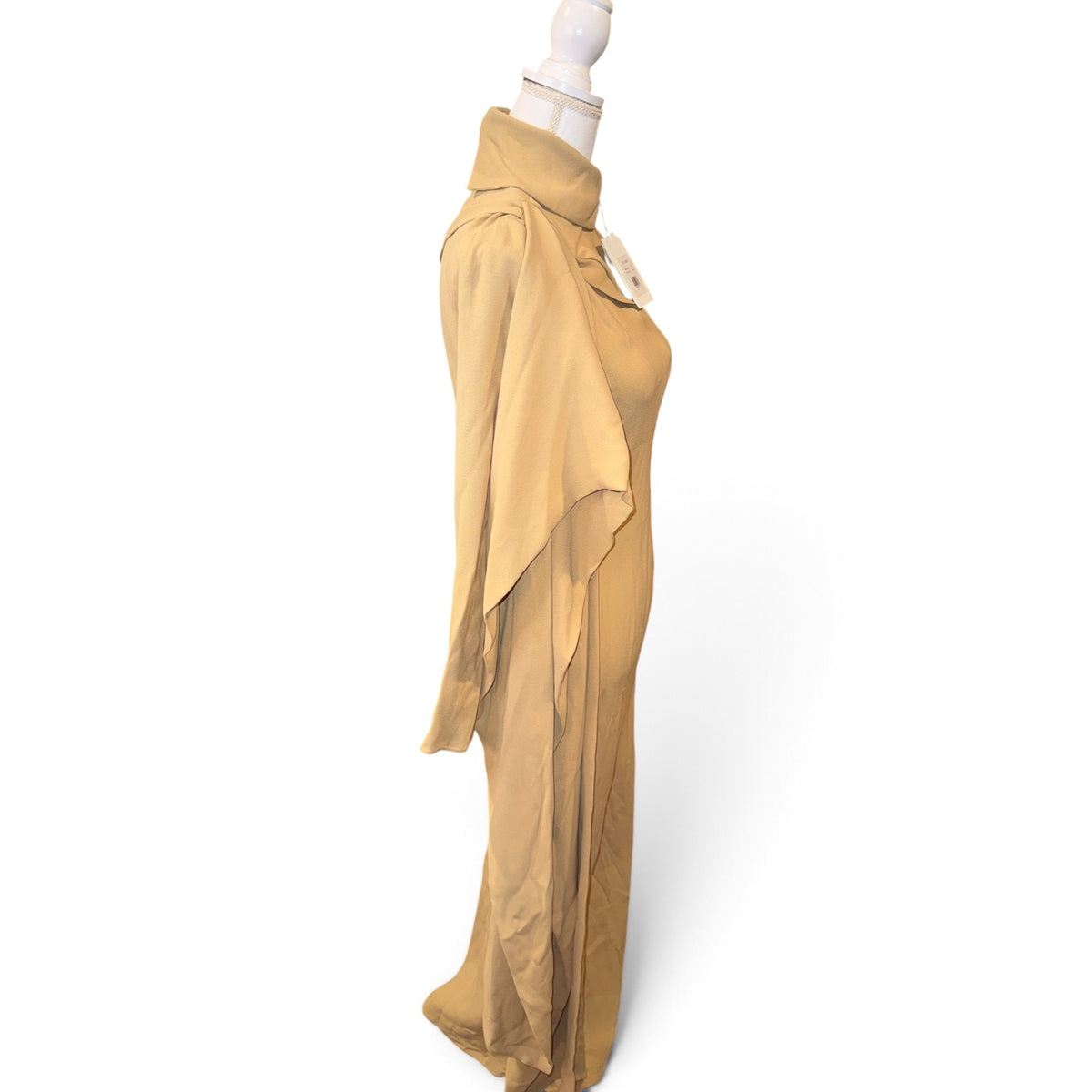 The Row Pascal Dress Beige 100% Silk Long Sleeve Size 4 Italy