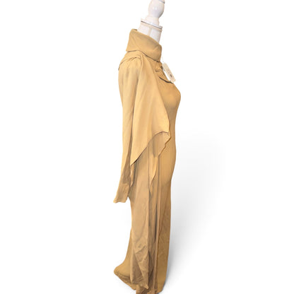 The Row Pascal Dress Beige 100% Silk Long Sleeve Size 4 Italy