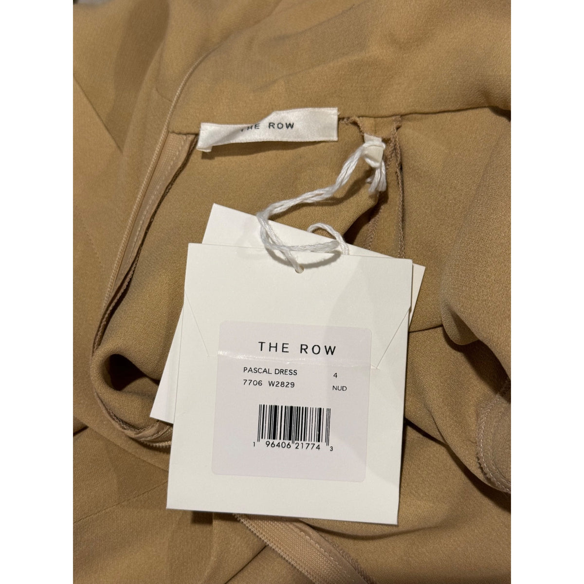 The Row Pascal Dress Beige 100% Silk Long Sleeve Size 4 Italy