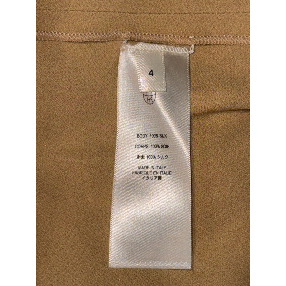 The Row Pascal Dress Beige 100% Silk Long Sleeve Size 4 Italy