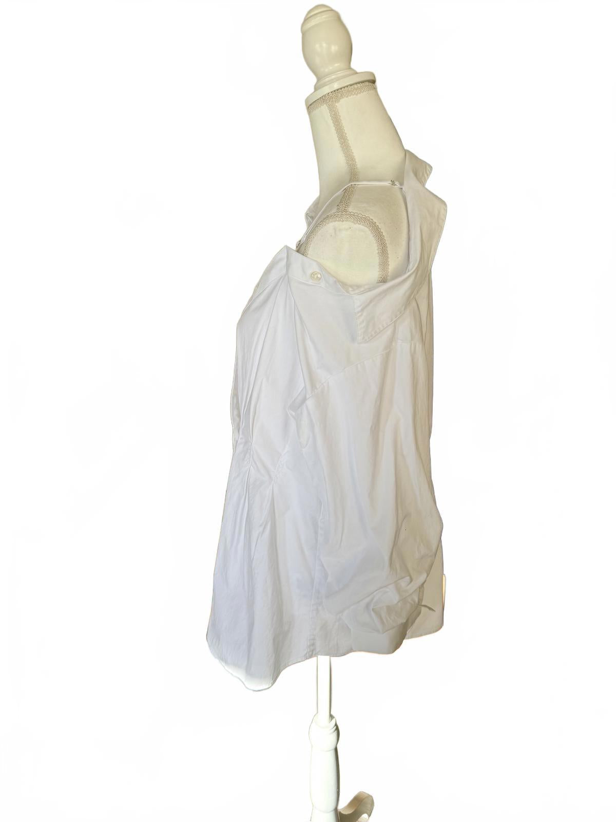 Veronica Beard Off Shoulder White Button-Down Blouse Size 14