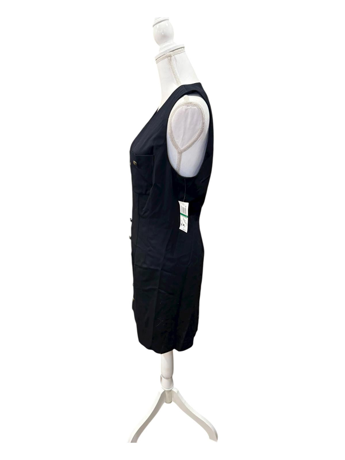 New FRAME Navy Sleeveless Mini Dress with Button Front, Large