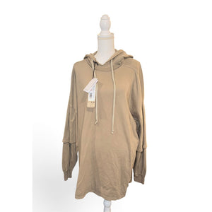 Rick Owens DRKSHDW Double Sleeve Oversized Hoodie "Dirty Pearl" OS New NWT