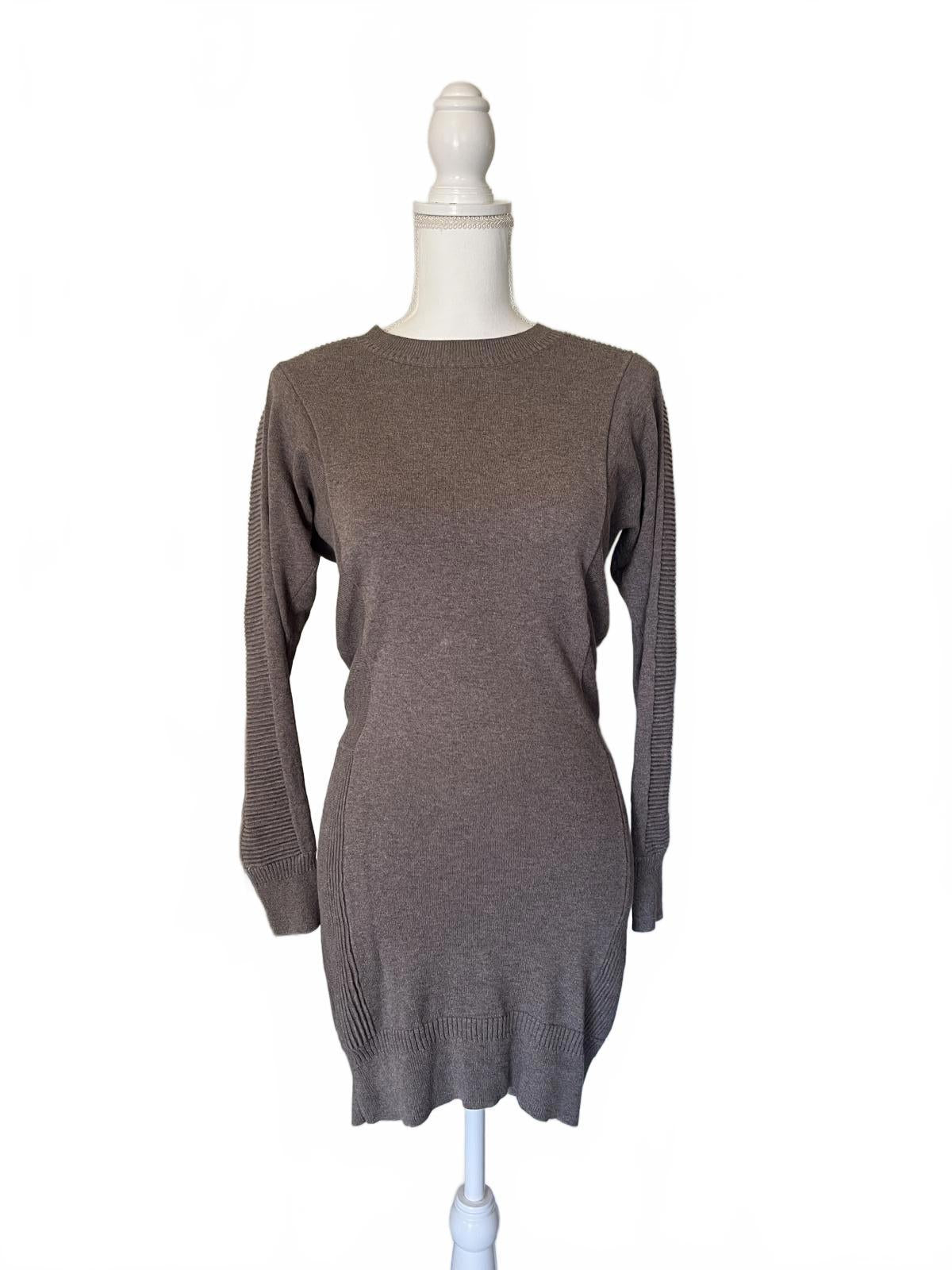 All Saints Long Sleeve Knit Dress in Brown, Size 0