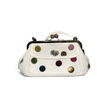 Coach Multicolored Polka Dot Kisslock Frame Satchel