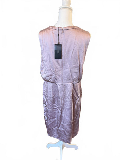Boss Sleeveless Satin Midi Dress in Dusty Rose, Size 12 NWT