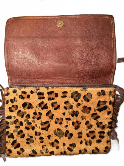 American Darling Envelope Hand Tooled Hair On Leather Crossbody Bag