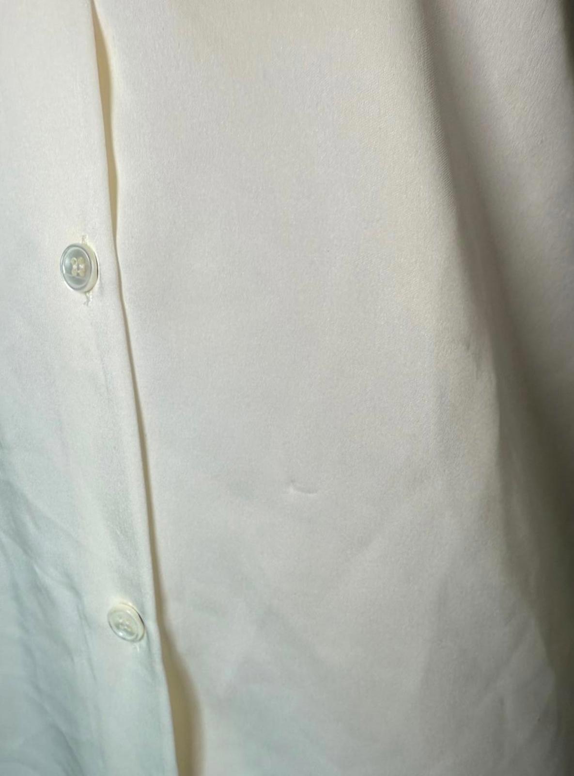 New Theory White Long Sleeve Silk Button-Up Shirt, size Small