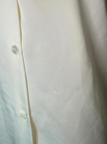 New Theory White Long Sleeve Silk Button-Up Shirt, size Small