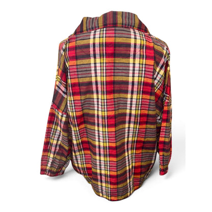 The Great Plaid Half-Zip Pullover Top With Drawstring Hem, Size M