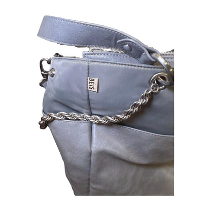 Beis Gray Large Tote Bag with Chain Detail