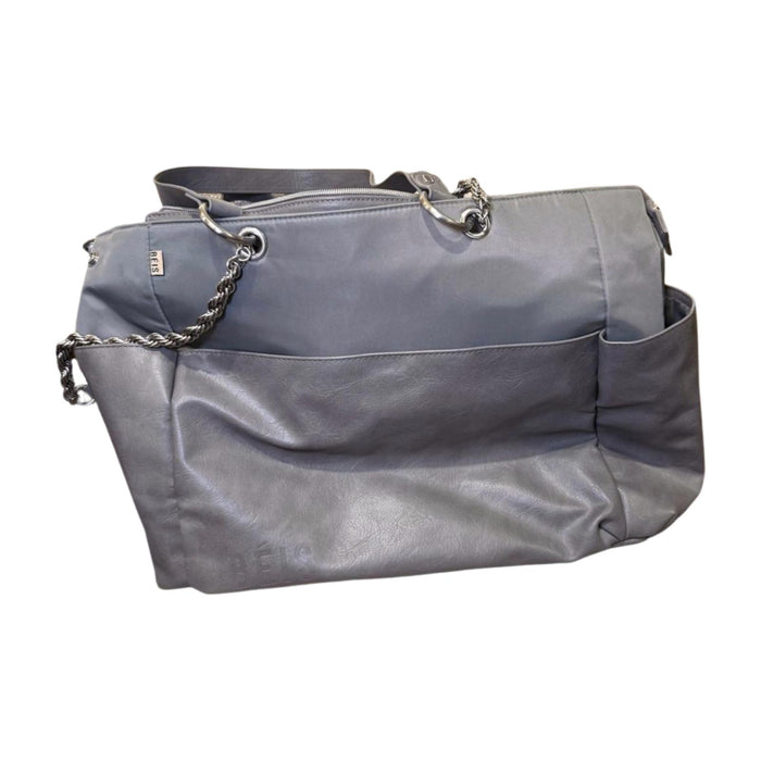 Beis Gray Large Tote Bag with Chain Detail