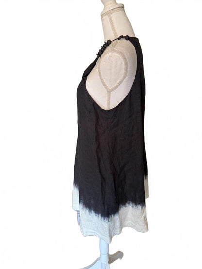 Black and White Sleeveless Staud Dress with Beaded Straps, Large