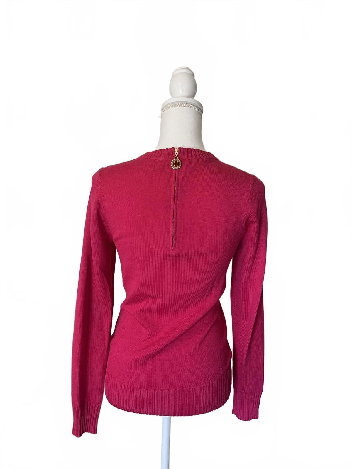 Tory Burch Women's Pink Sweater with Gold Logo, Small