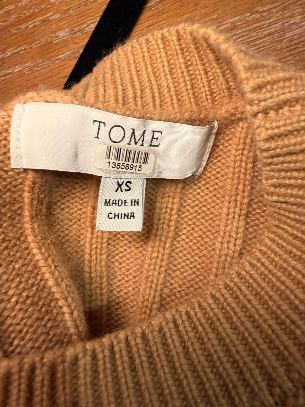 Tome Camel Ribbed Knit Cropped Sweater, XS