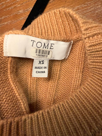 Tome Camel Ribbed Knit Cropped Sweater, XS