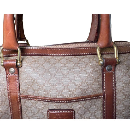 Celine Womens Brown Tan 2007 Boston Bag Triomphe Canvas Vintage Monogram