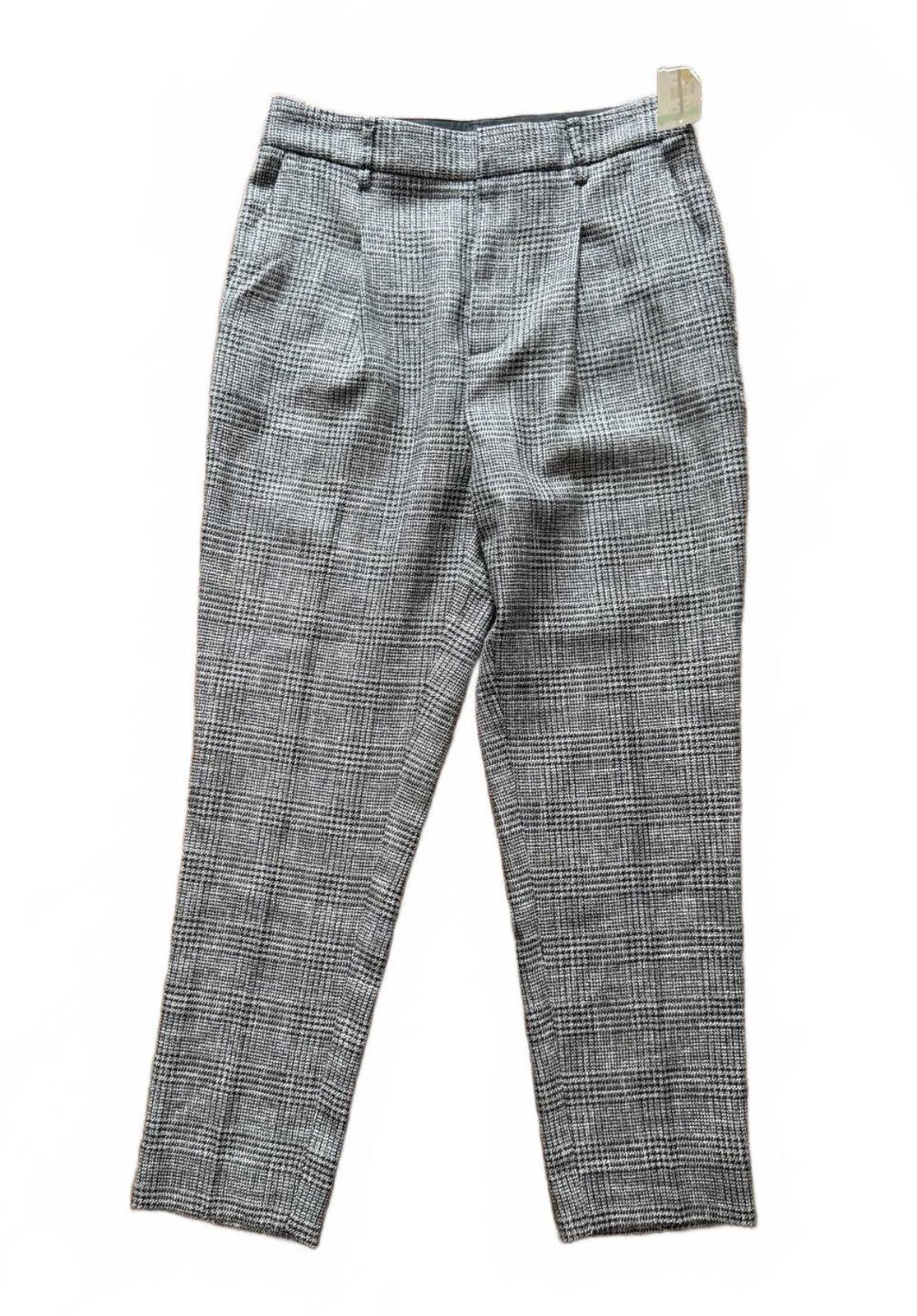 New AllSaints Women's Grey Plaid Trousers Size UK6 US2 EU34