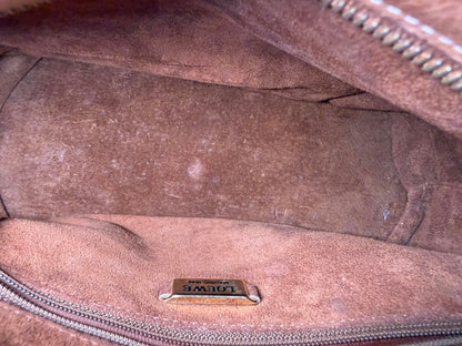 Loewe Brown Leather Tote Bag with Croc-Embossed Trim