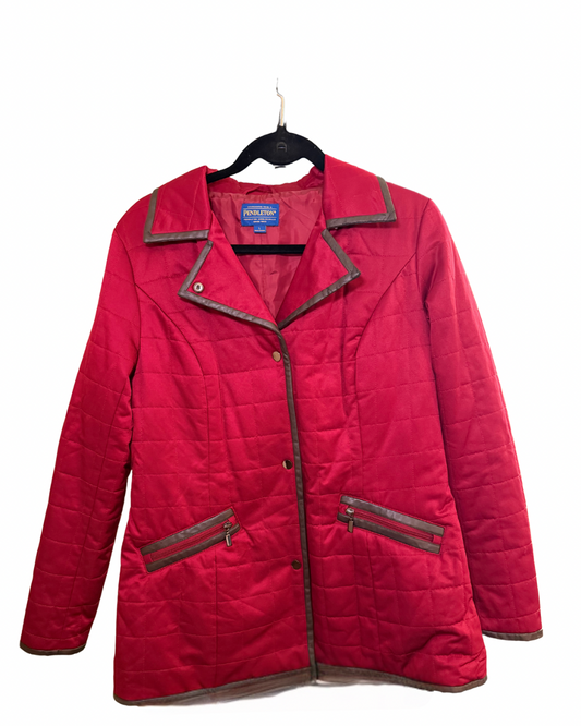 Red Quilted Pendleton Jacket, Size Large