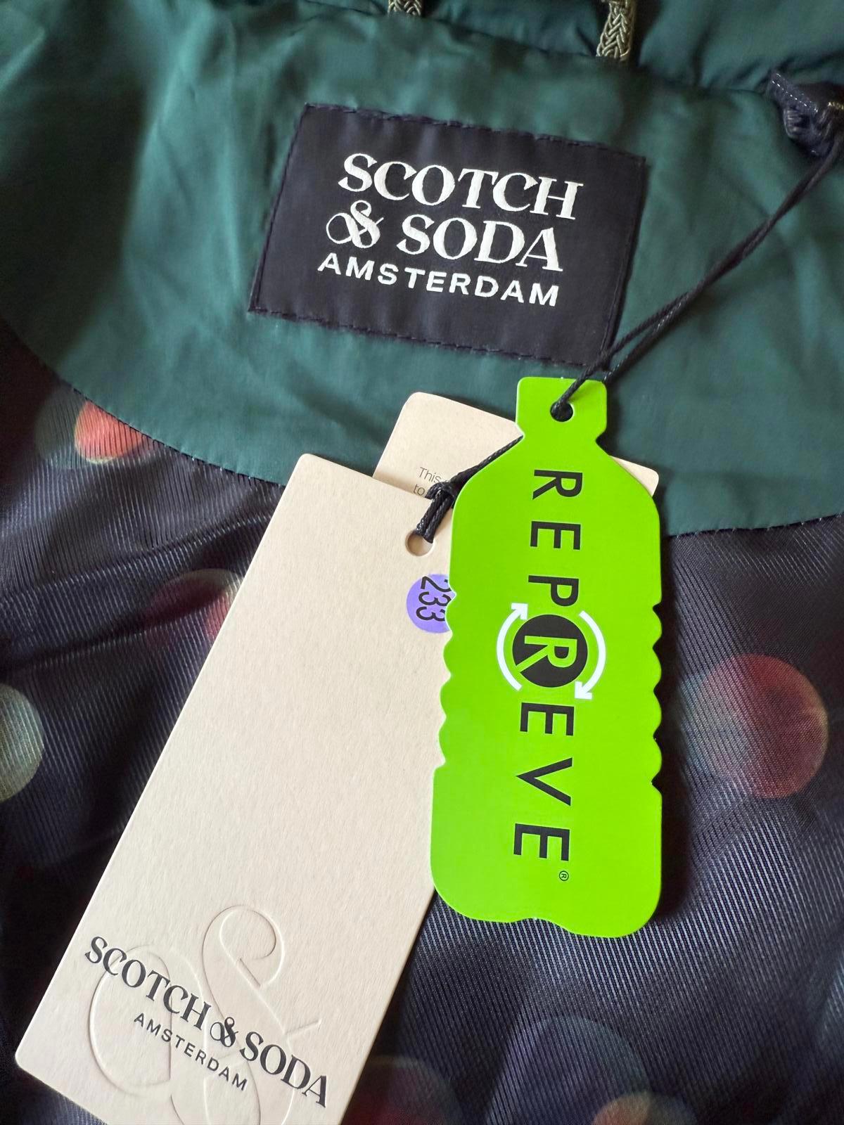 New Scotch and Soda Long Green Puffer Coat, Medim