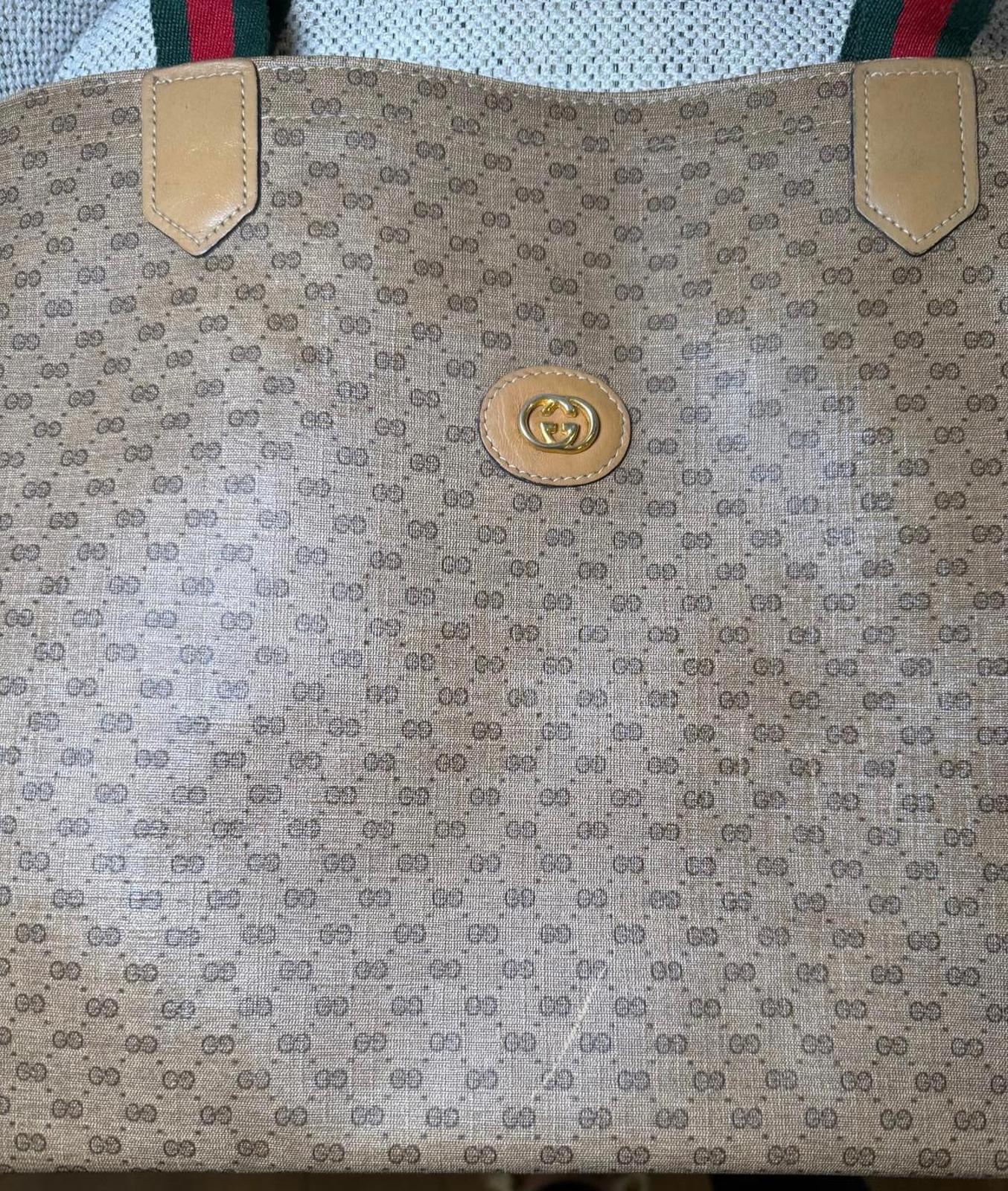 Gucci Vintage Monogram Tote Bag with Signature Web Strap