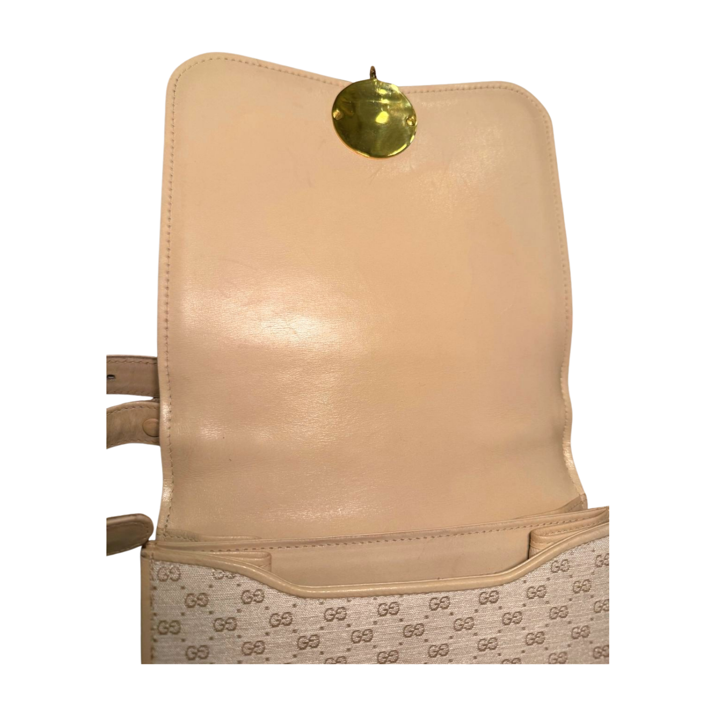 Rare Vintage Gucci Structured Flap Top Shoulder Bag – Beige GG Canvas