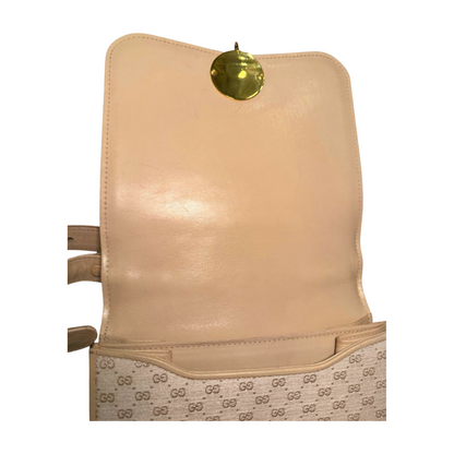 Rare Vintage Gucci Structured Flap Top Shoulder Bag – Beige GG Canvas
