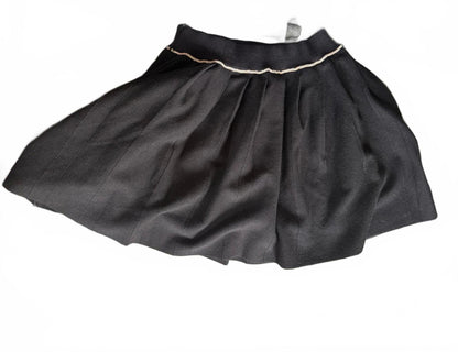 Maje New Black Pleated Mini Skirt with Decorative Waistband, Size 36/Small