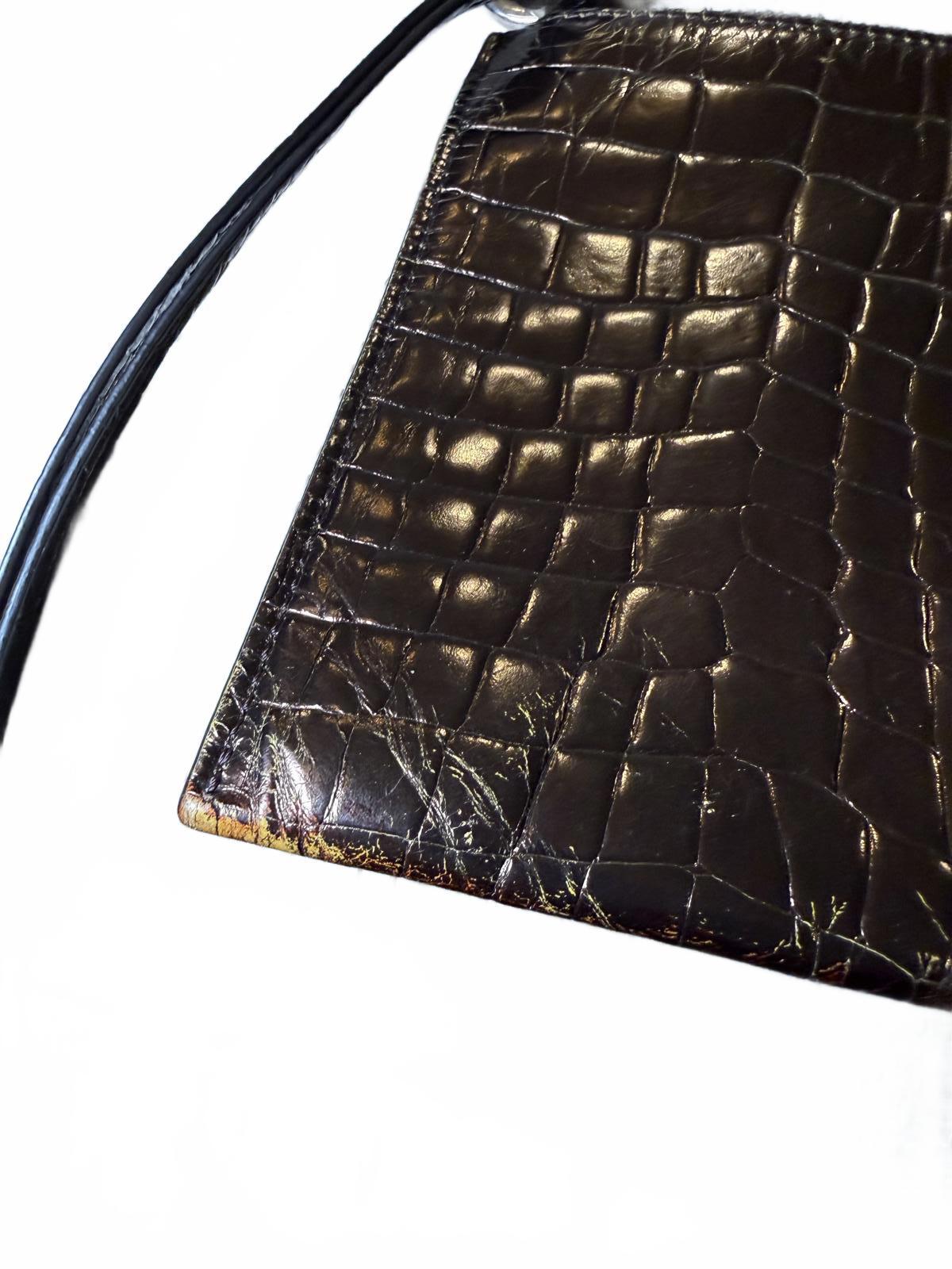 N°21 Croc-Embossed Leather Chain Clutch – Made in Italy