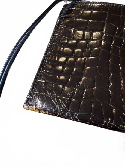 N°21 Croc-Embossed Leather Chain Clutch – Made in Italy