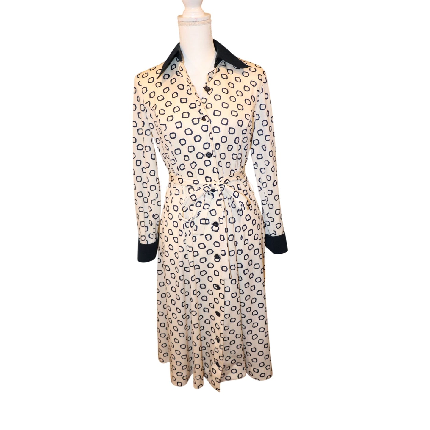 Nat Kaplan Couture Vintage Shirt Dress With Suede Collar, Size 10