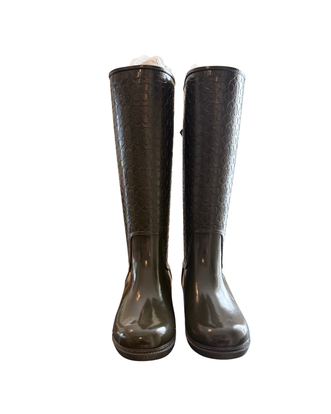 New Coach Signature Rain Boots Mid-Calf Green Size 8B