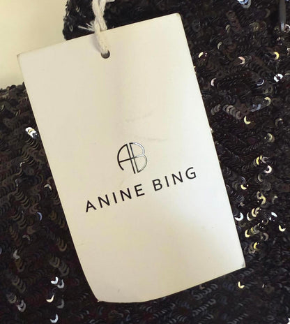 Anine Bing Josephine Black Sequin Top, Small