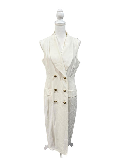Vintage Dawn Joy Fashions Women's White Sleeveless Blazer Dress, size Medium