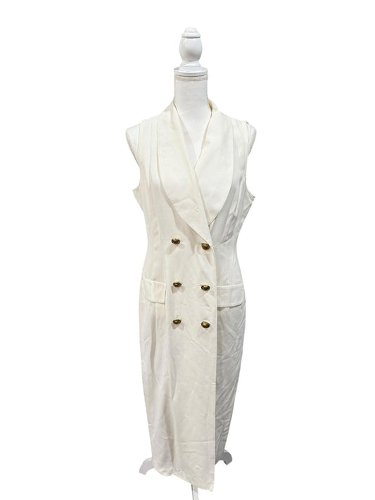 Vintage Dawn Joy Fashions Women's White Sleeveless Blazer Dress, size Medium