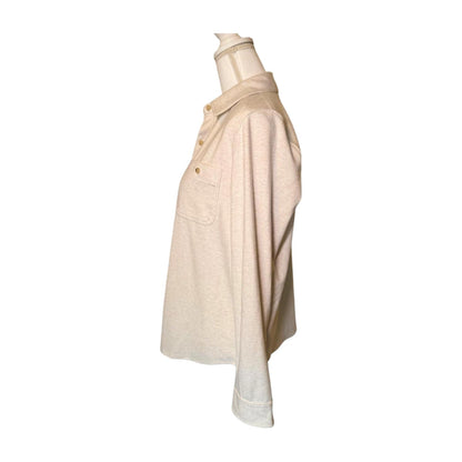 New Faherty Long Sleeve Button-Up Shirt in Beige, Large