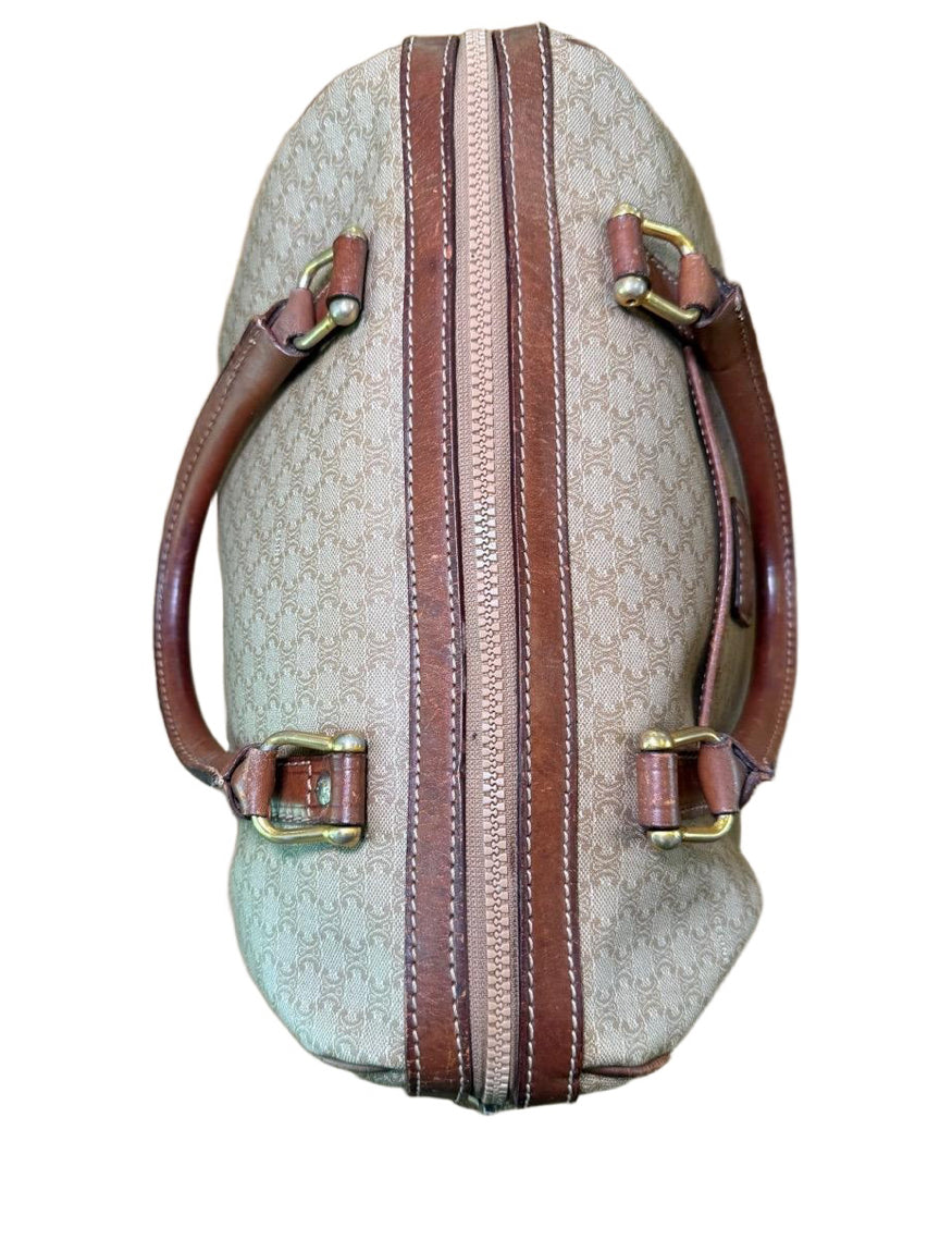 Celine Womens Brown Tan 2007 Boston Bag Triomphe Canvas Vintage Monogram
