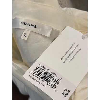 Frame The Silk Gala Shirt, Cream XS NWT