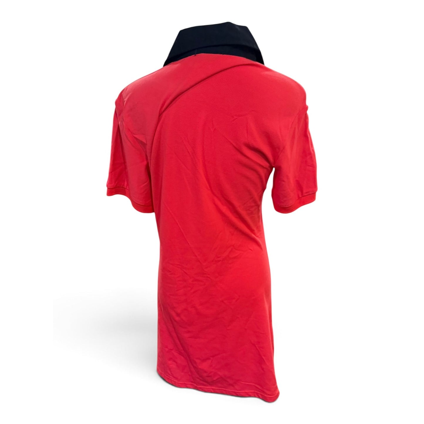 Ralph Lauren Polo Dress Red Navy Collar XL Logo Embroidered Short Sleeve Cotton