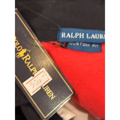 Ralph Lauren Polo Dress Red Navy Collar XL Logo Embroidered Short Sleeve Cotton