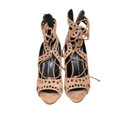 Giuseppe Zanotti coline lazer cut lace-up high-heel sandals Size 37.5 Made In Italy