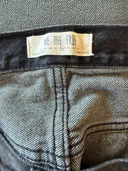 We The Free Black Distressed Denim Mini Skirt, size 28/8