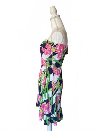 Lilly Pulitzer Floral Strapless Summer Dress, XS